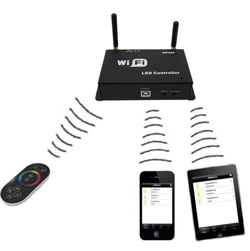 WF400 DC5-24V WIFI Controller, LED/RGB Constant Voltage Mobile Phone Touch Eight-key Dimmer WF400 DC5-24V WIFI Controller, LED/RGB Constant Voltage Mobile Phone Touch Eight-key Dimmer